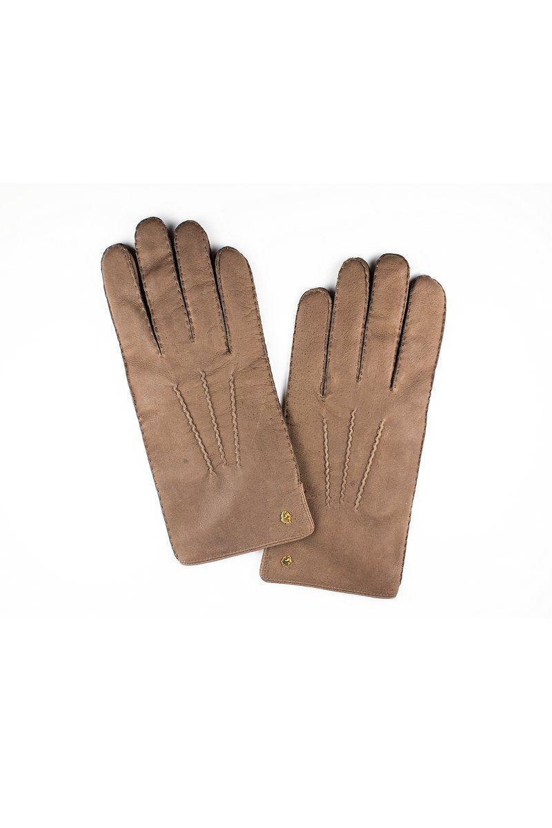 Muskox leather men's gloves in brown by Qiviuk Boutique