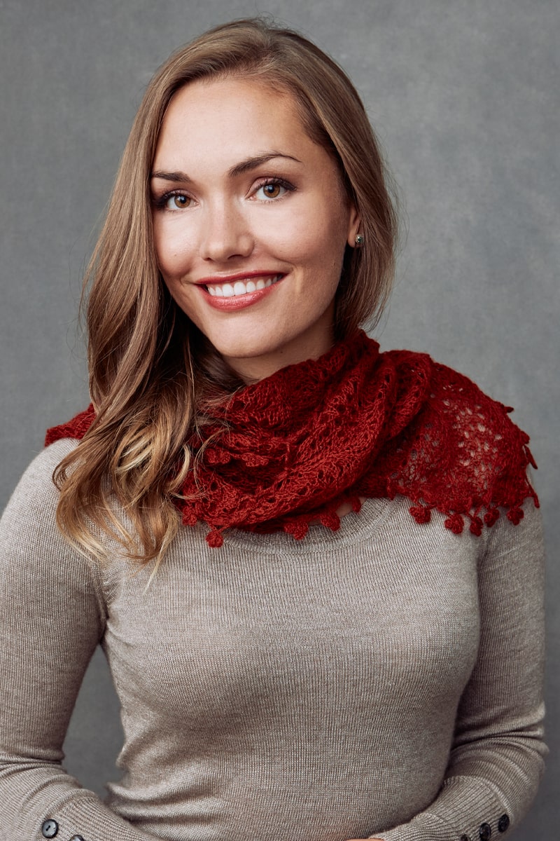 Qiviuk Brigida scarf in red by Qiviuk Boutique