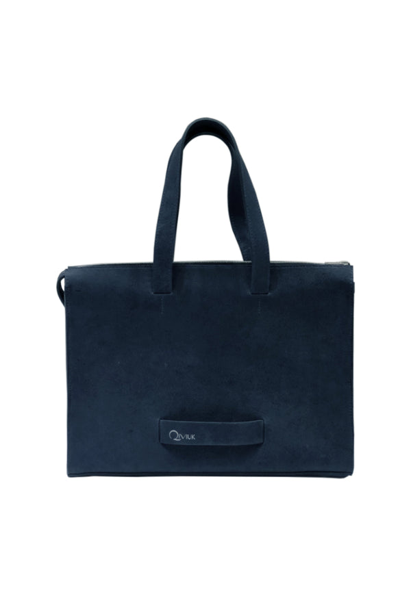 Muskox leather Le Feuillet working bag in blue made for Qiviuk Boutique
