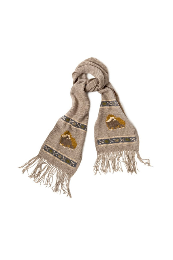 Qiviuk, Merino & Silk Muskox scarf in natural by Qivuk Boutique