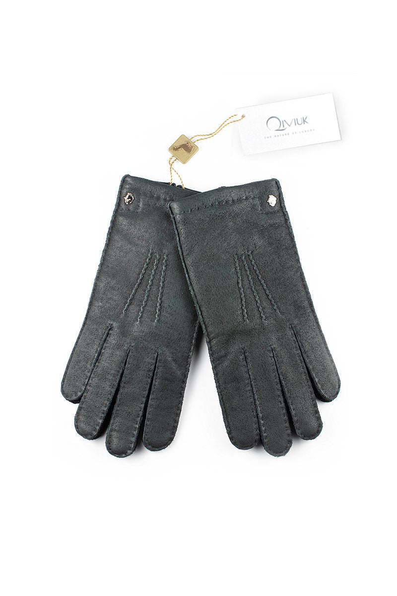 Muskox leather women's gloves in black by Qiviuk Boutique